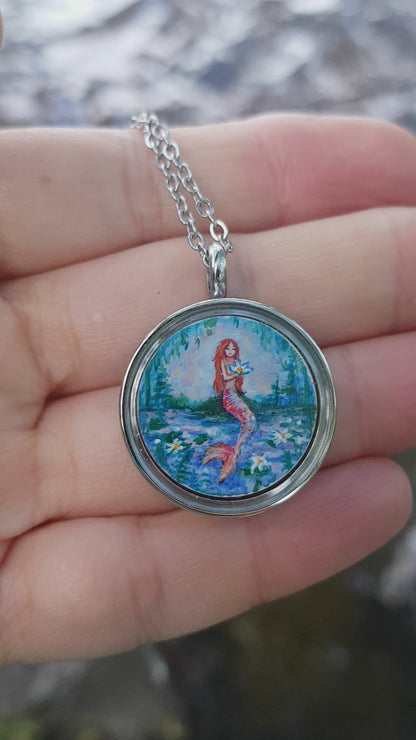 Mini reversible Mermaid and dragonfly pendant.