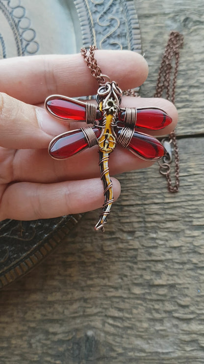 Red dragonfly charm