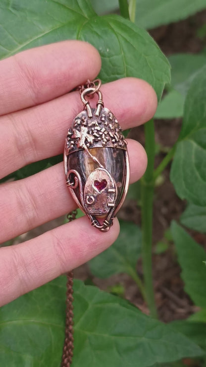 Acorn fairy house pendant.