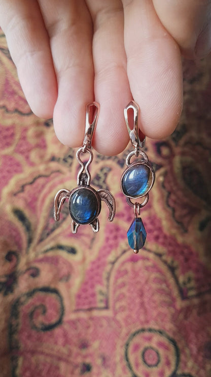 Blue ocean dangling earrings