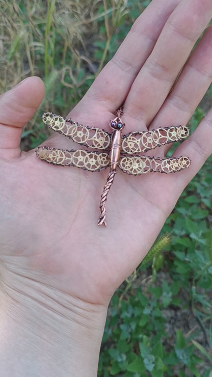 Steampunk dragonfly pendant