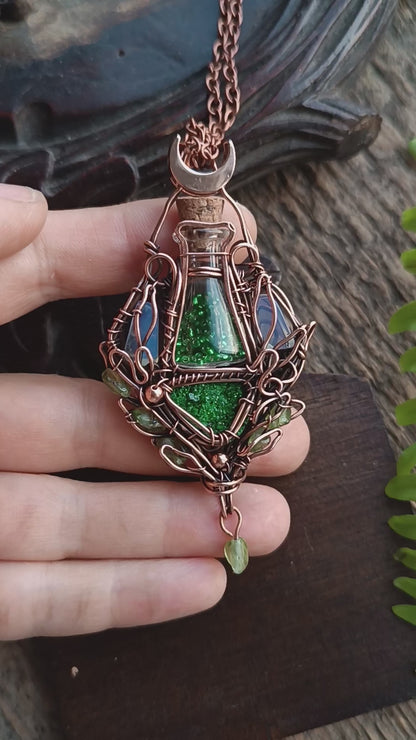 Green lantern. Vial necklace