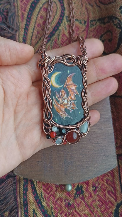 Halloween potion. Wearable art necklace.🦇🐈‍⬛🍲