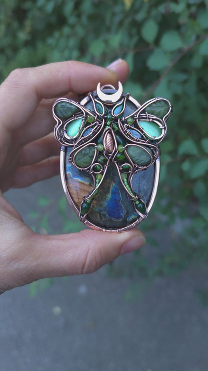 Luna moth necklace