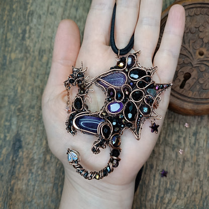 Purple night keeper. Dragon necklace.