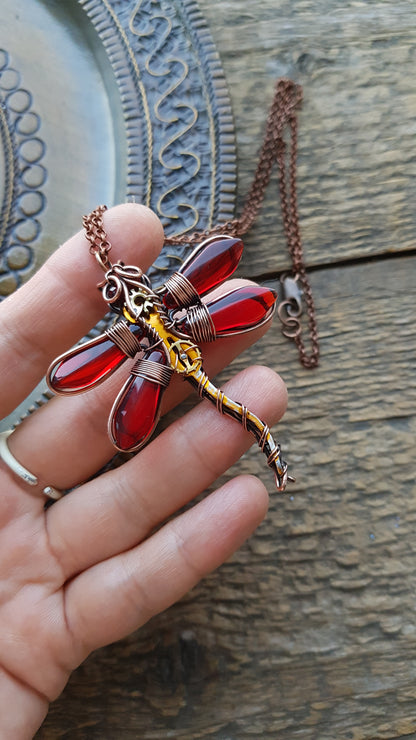 Red dragonfly charm