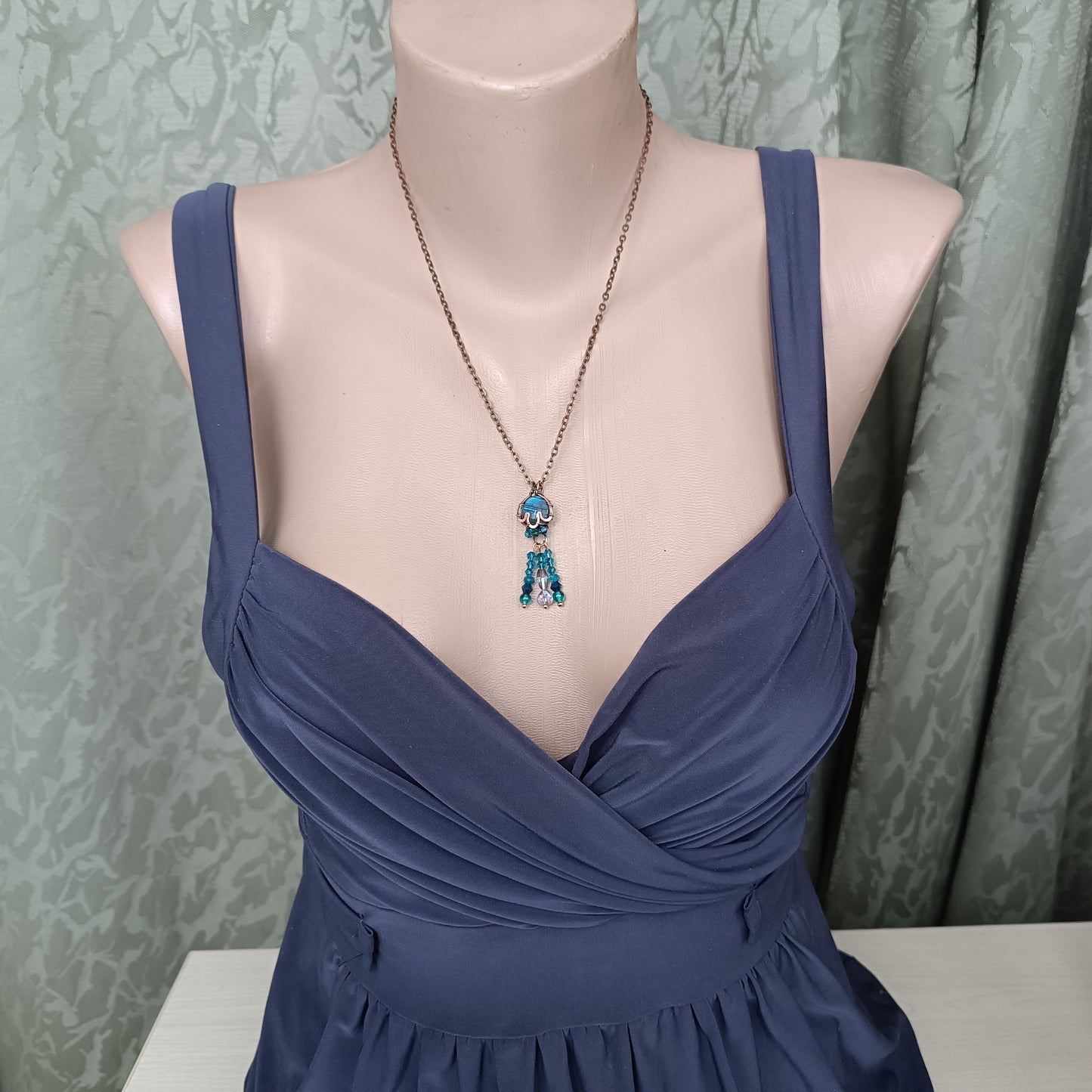 Blue labradorite jellyfish pendant 🪼