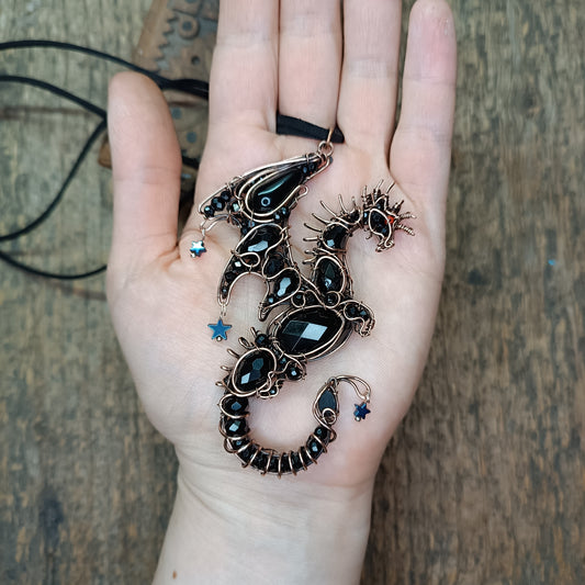 Midnight guardian. Dragon necklace.
