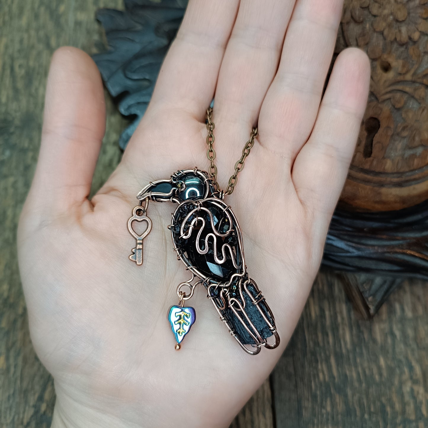 Little Secret keeper. Raven necklace