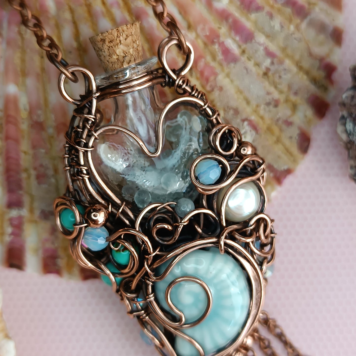 Seashell symphony. vial necklace