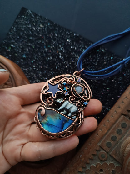 Stargazing. Copper necklace.