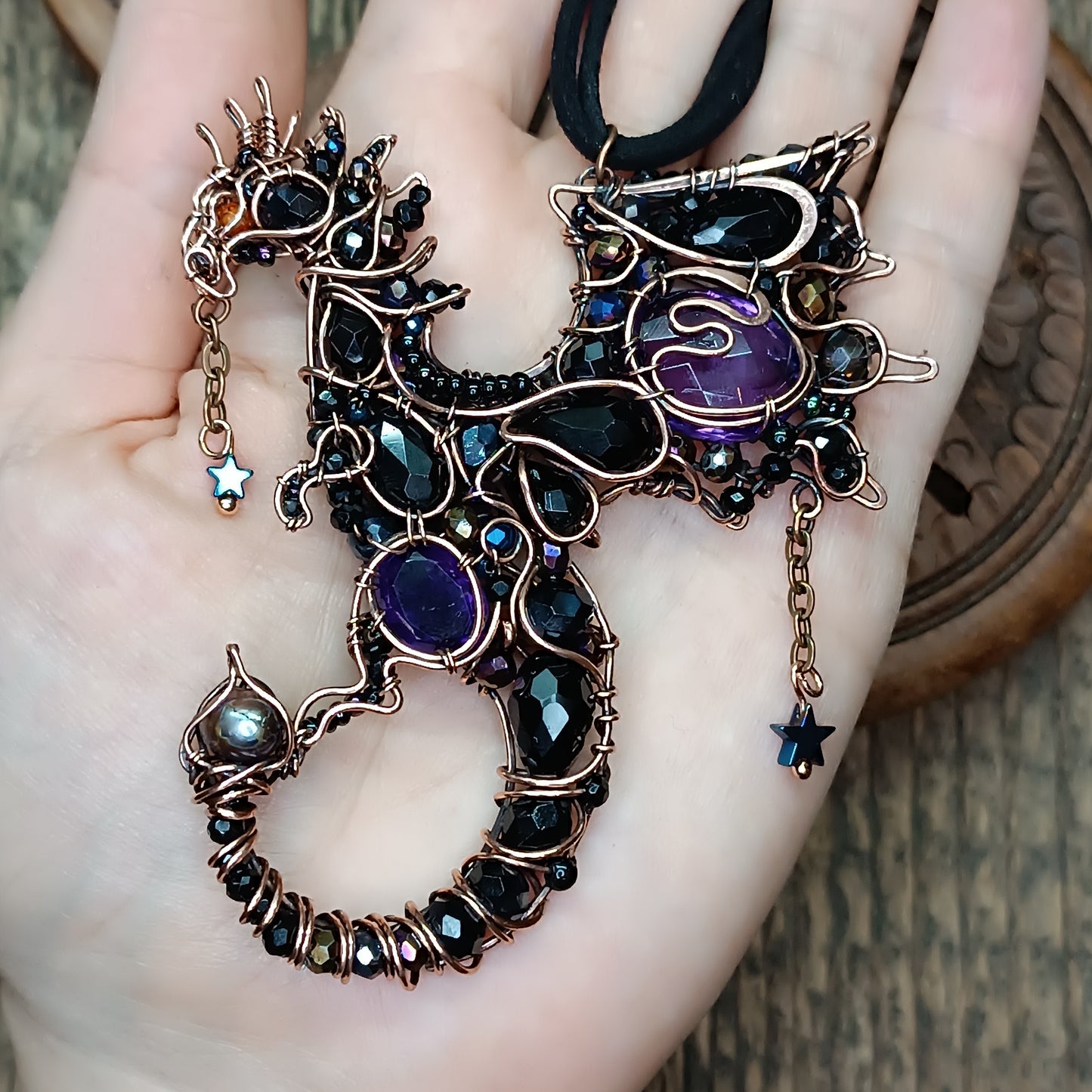 Amethyst midnight dragon necklace