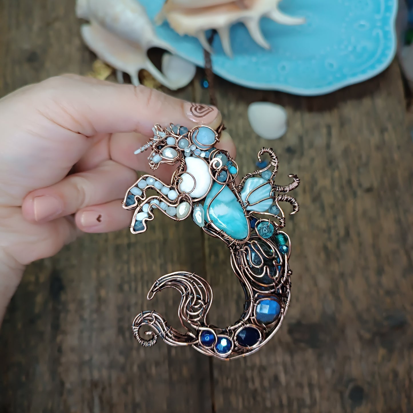 Kelpie, the spirit of the sea. Mermicorn necklace