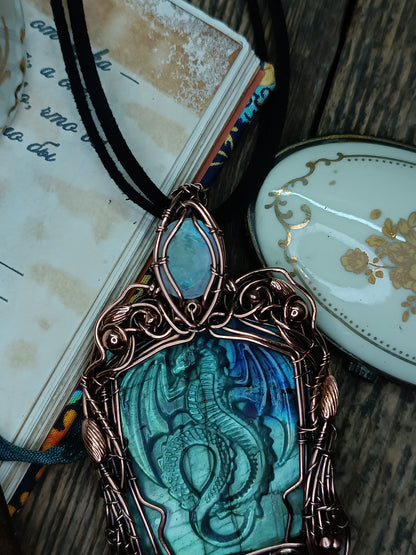 Blue dragon necklace
