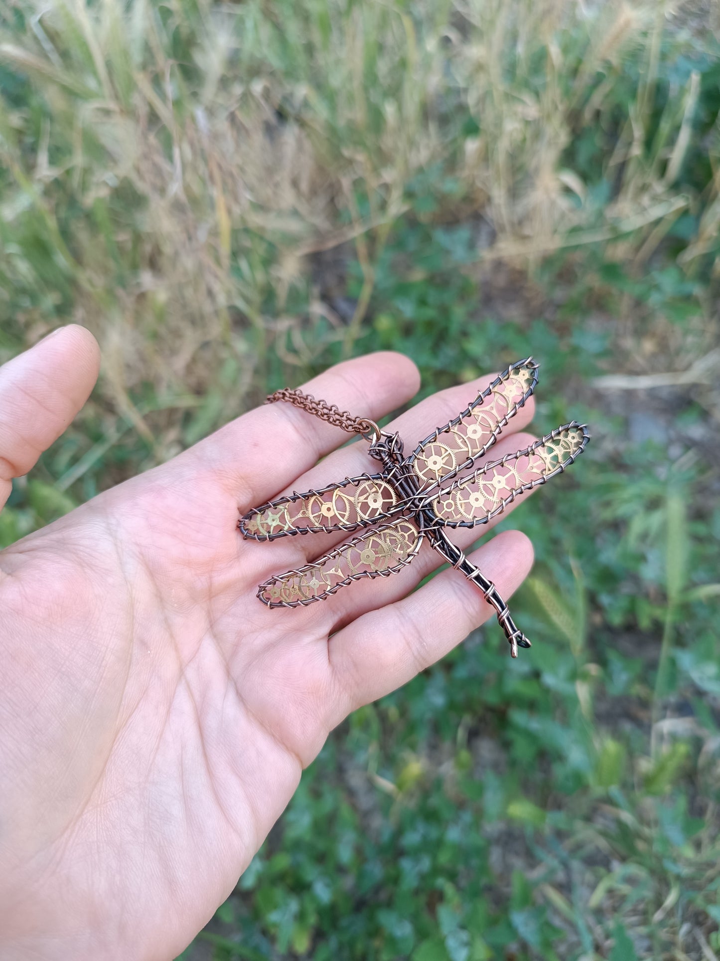 Steampunk dragonfly pendant