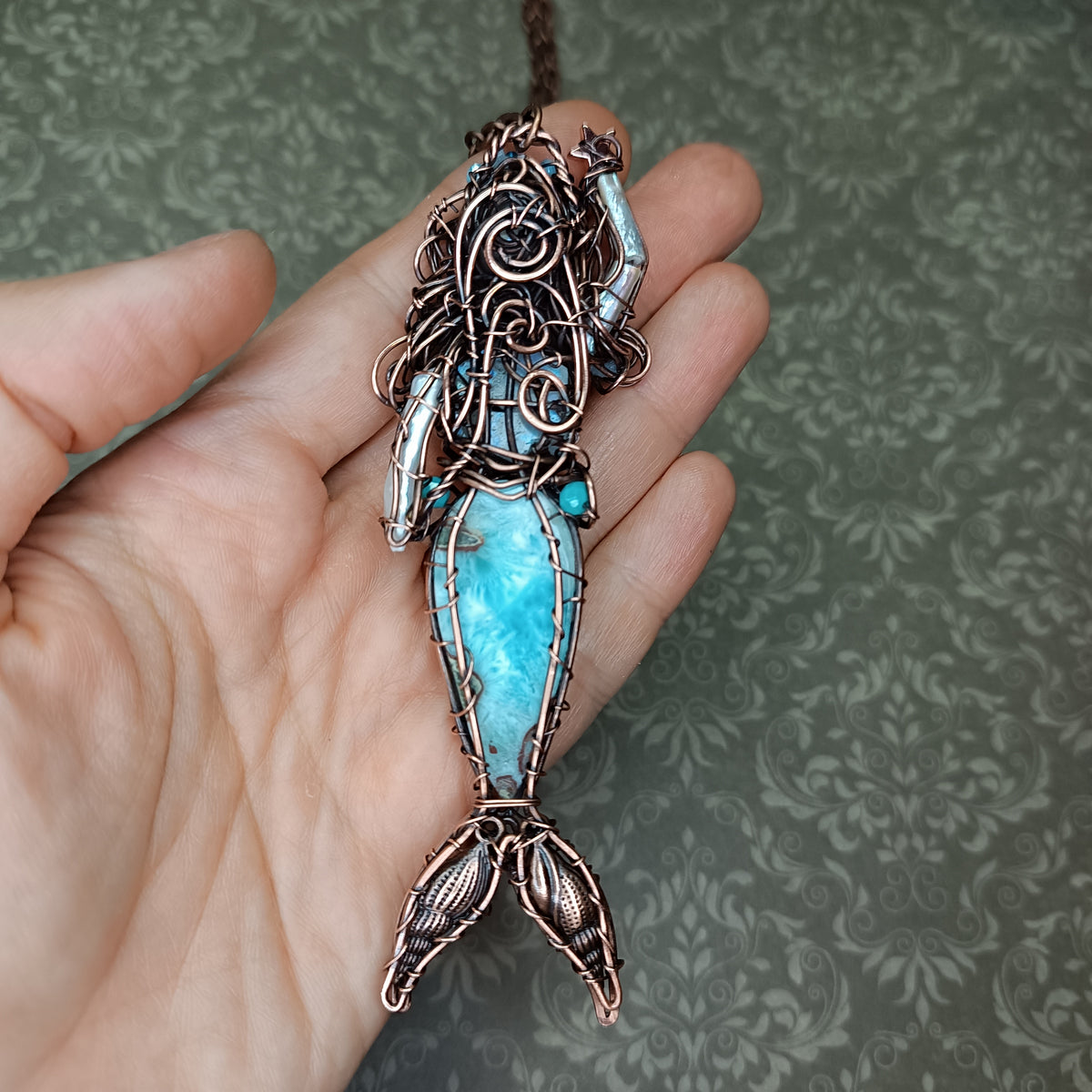 Larimar Lagoon. Mermaid necklace