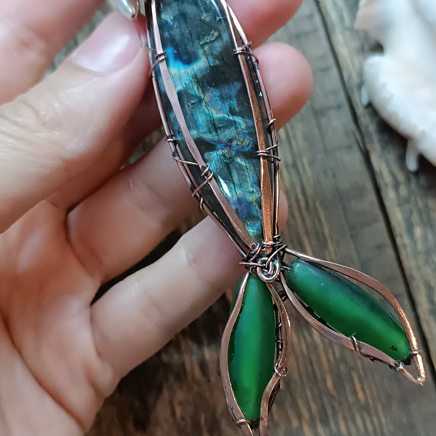Red head mermaid necklace 🧜🦀