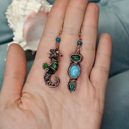 "Ocean" dangling earrings.
