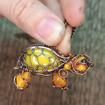 For Megan. Lemon turtle pendant.
