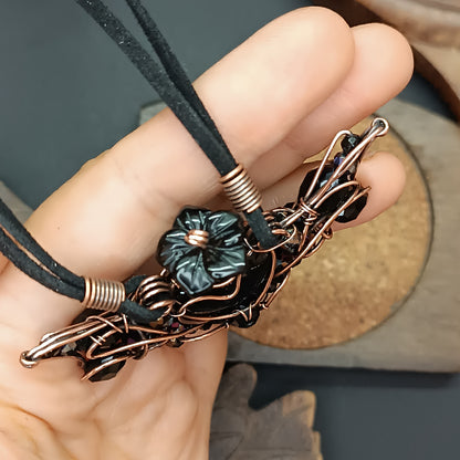 Black (with some purple) bat bottle necklace