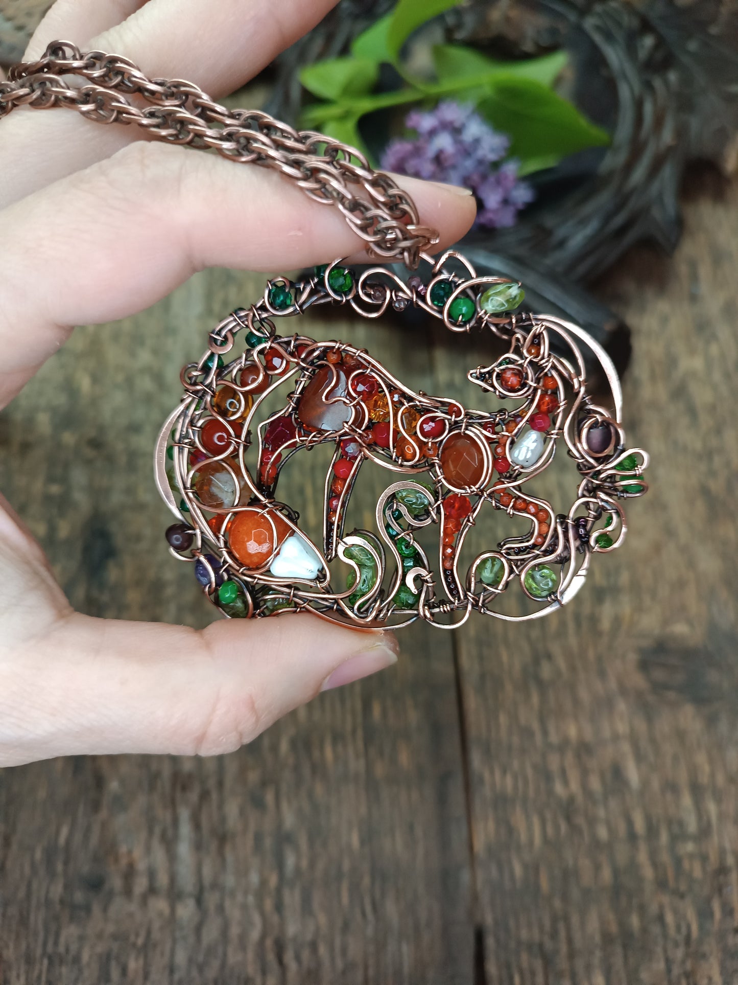 A day in the forest. Fairy tale fox necklace.