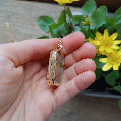 Yellow birds. Hand painted two sided pendant.