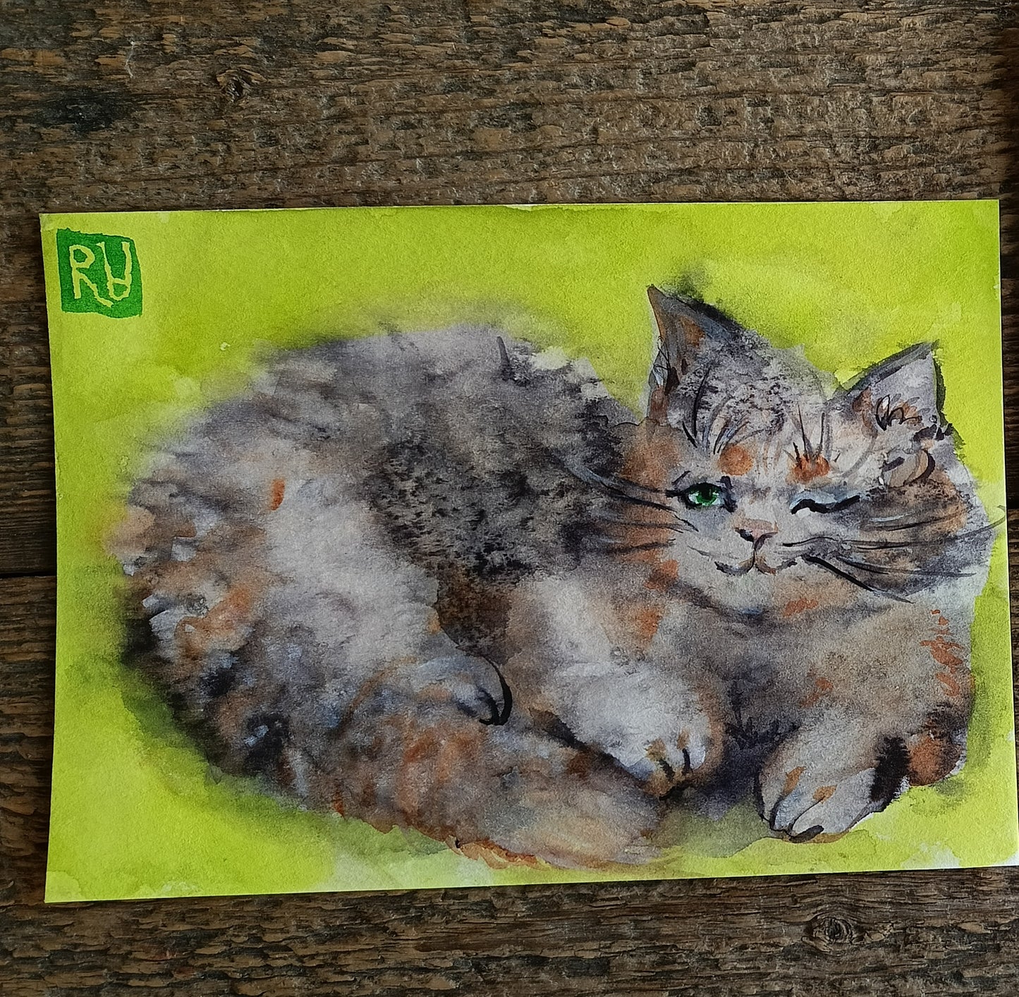 Watching you😉 Original watercolour on paper. Unframed