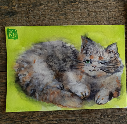 Watching you😉 Original watercolour on paper. Unframed