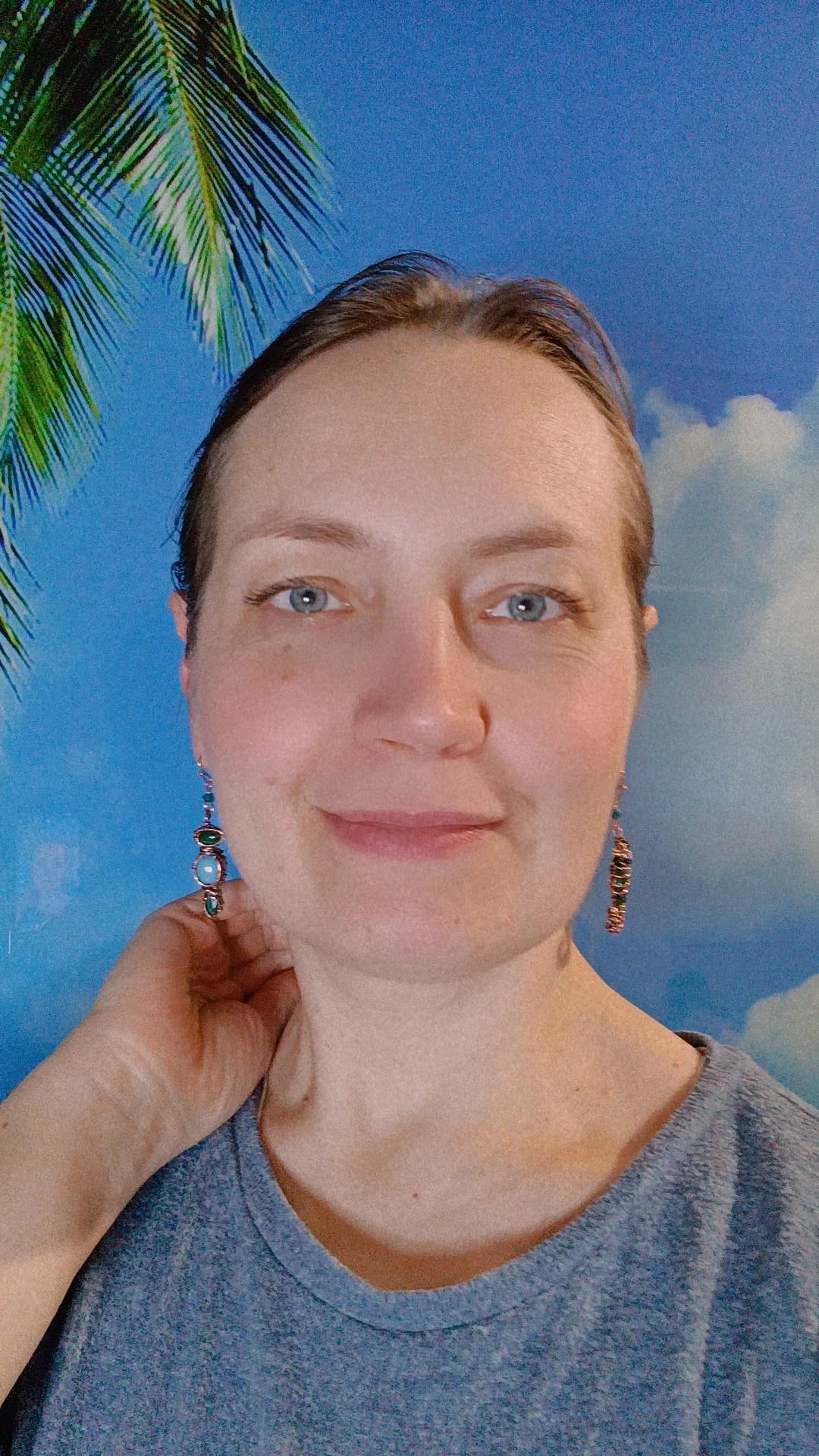 "Ocean" dangling earrings.