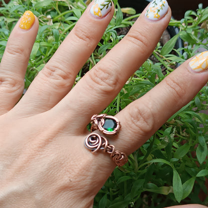 Green CZ adjustable ring