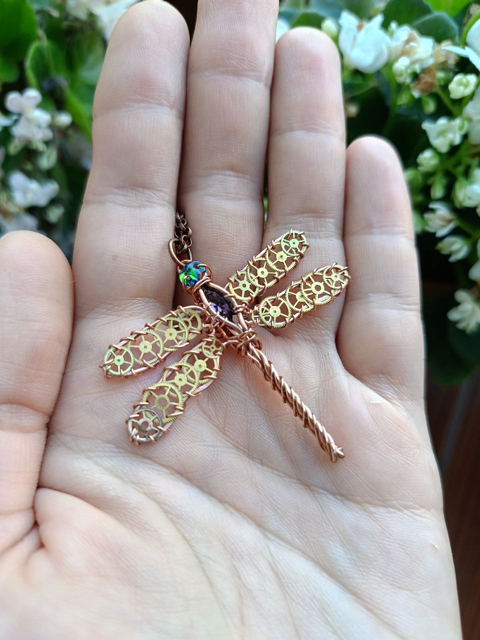 Dragonfly charm. Steam punk wings.