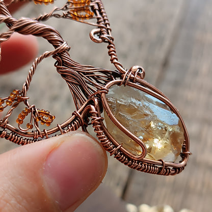 Citrine tree of life necklace