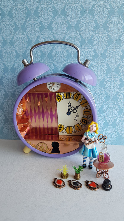 Night lamp clock miniature diorama.