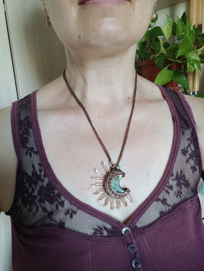 Sun and moon necklace