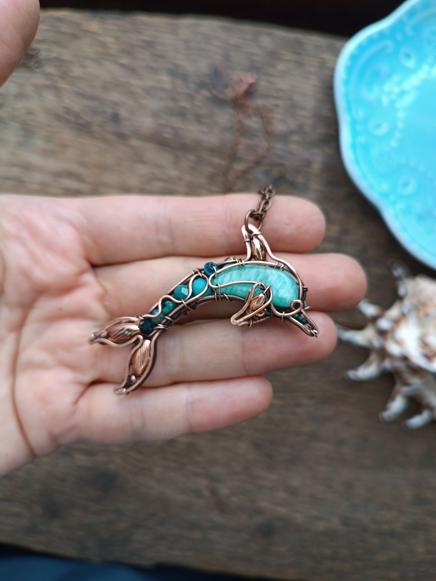Amazonite dolphin 🐬 pendant