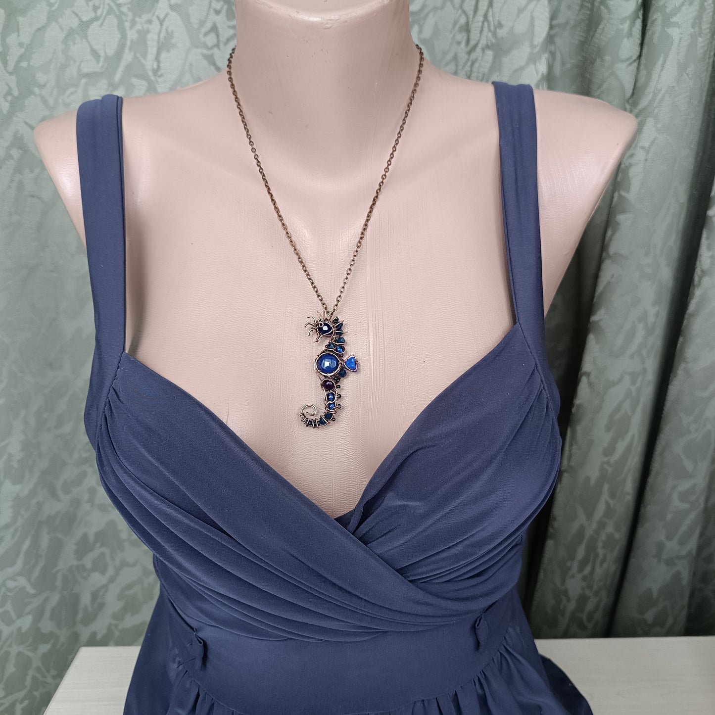 Blue lapis seahorse pendant
