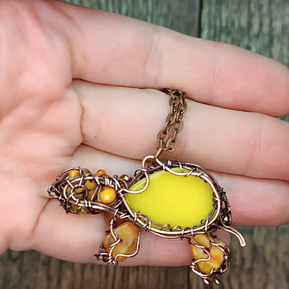 For Megan. Lemon turtle pendant.