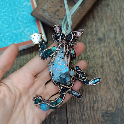Blue cat at the tea party necklace🩵🐱☕