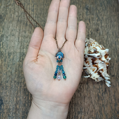 Blue labradorite jellyfish pendant 🪼