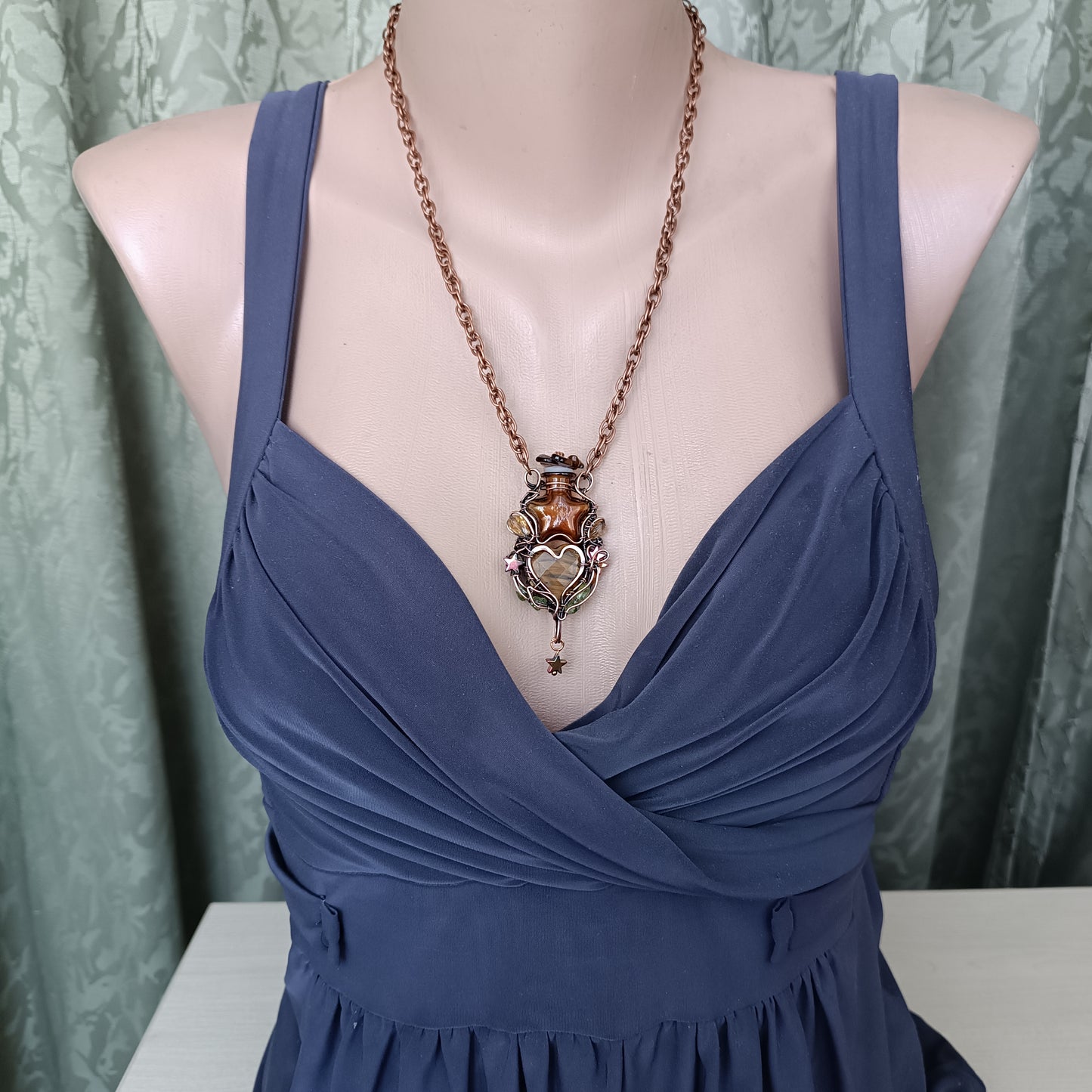 Tiger eye star vial necklace