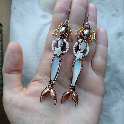 Mermaid seasters dangling earrings