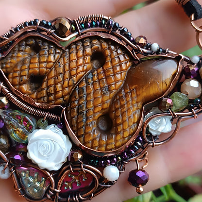 Golden tiger eye snake necklace