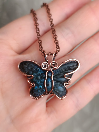 Labradorite butterfly pendant.