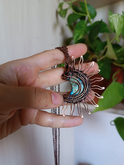 Sun and moon necklace