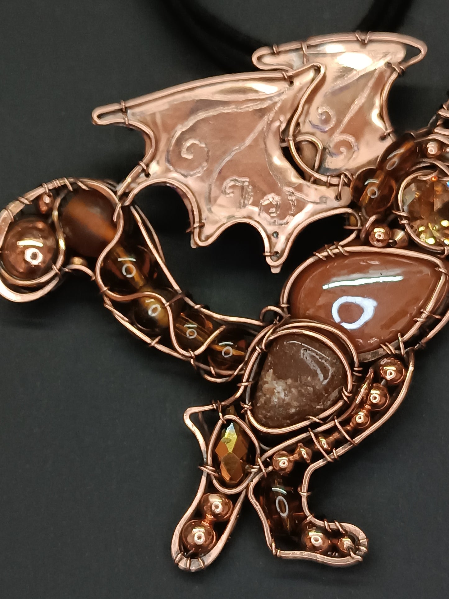 For Laurie. Magical winged cat necklace