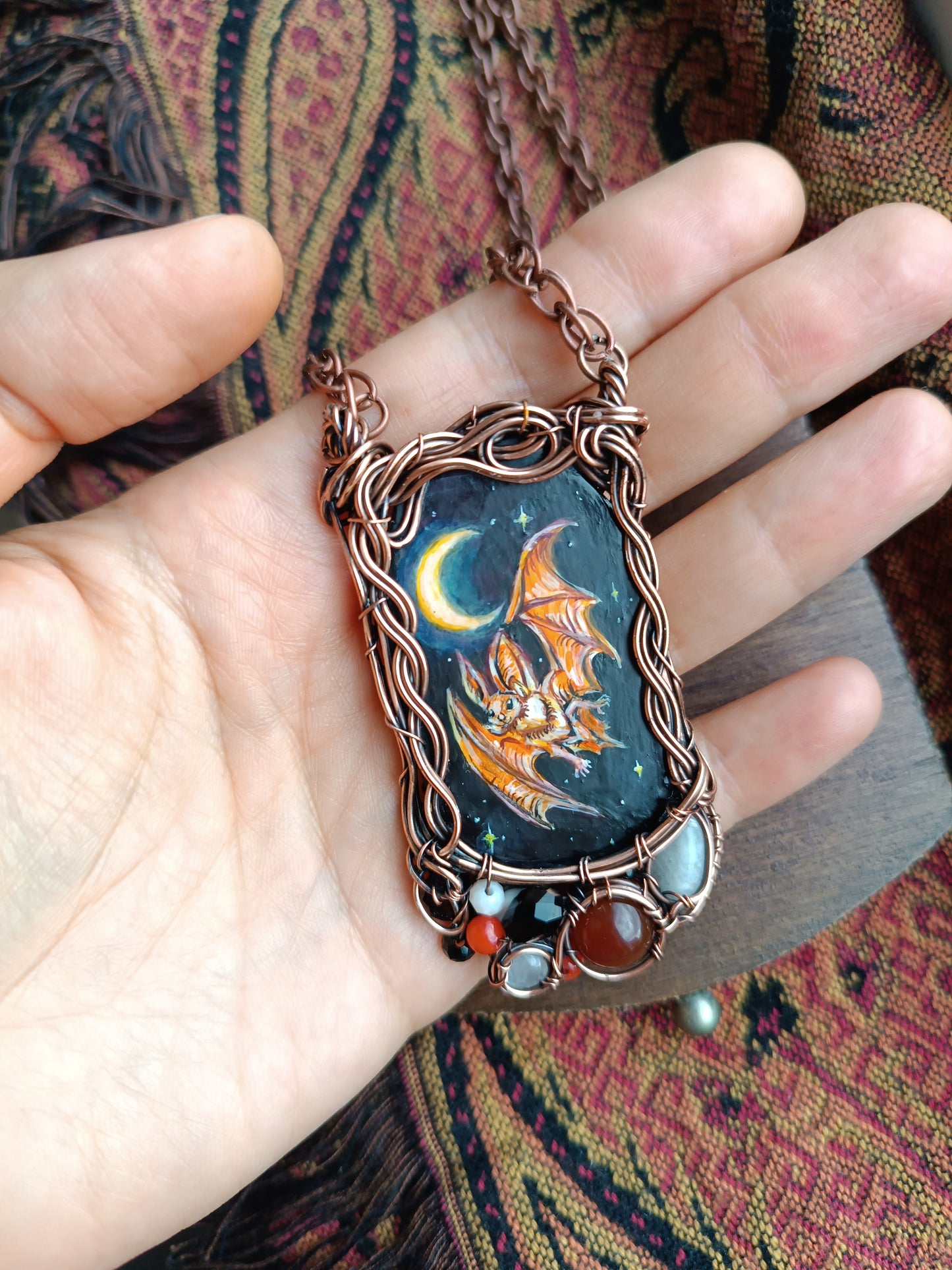 Halloween potion. Wearable art necklace.🦇🐈‍⬛🍲