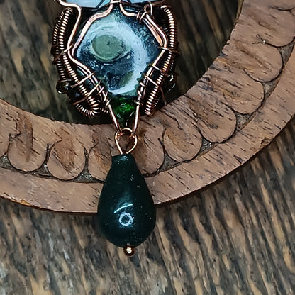 The ballad of white unicorn and princess. Wire wrapped necklace with miniature paintings.