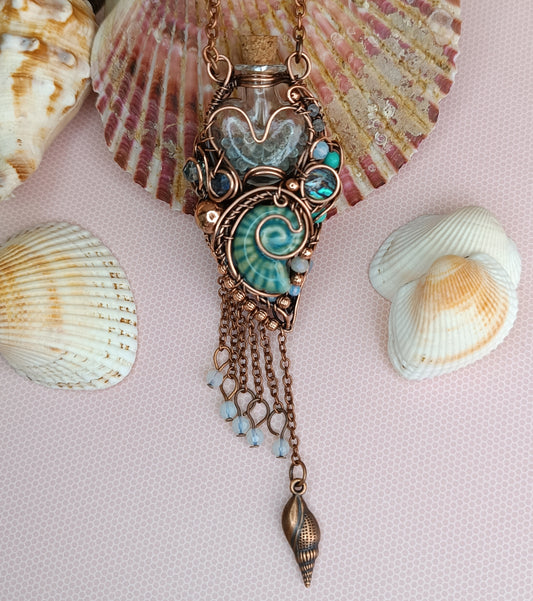 Seashell symphony. vial necklace