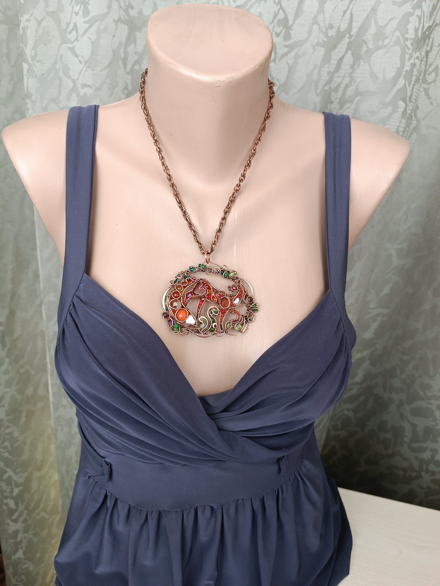 A day in the forest. Fairy tale fox necklace.