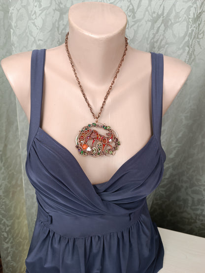 A day in the forest. Fairy tale fox necklace.
